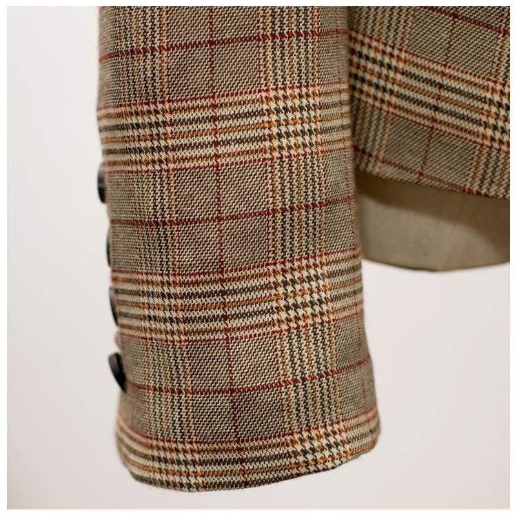 HARLEYFASHION Official Store Plaid Asymmetrical Blazer