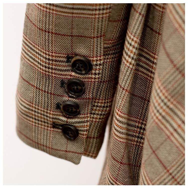 HARLEYFASHION Official Store Plaid Asymmetrical Blazer
