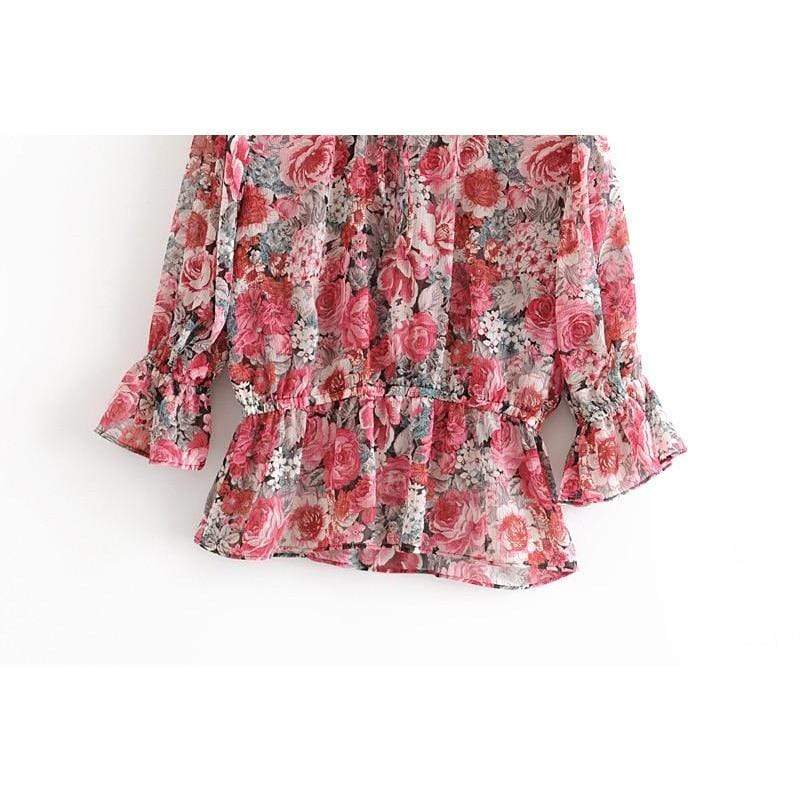 Alifus Official Store Tops Flower Ruffles Blouse