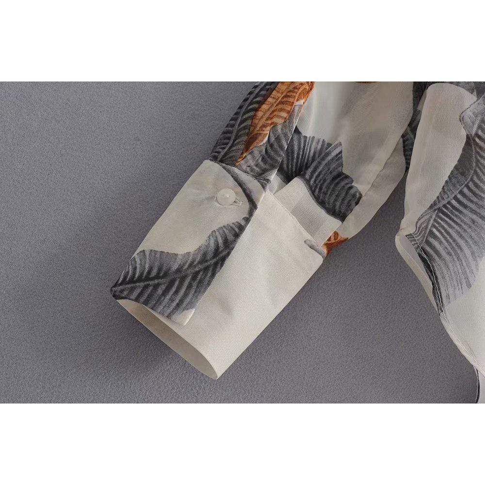 Amy Mujeres Store Leaves Slim Blouse Tops