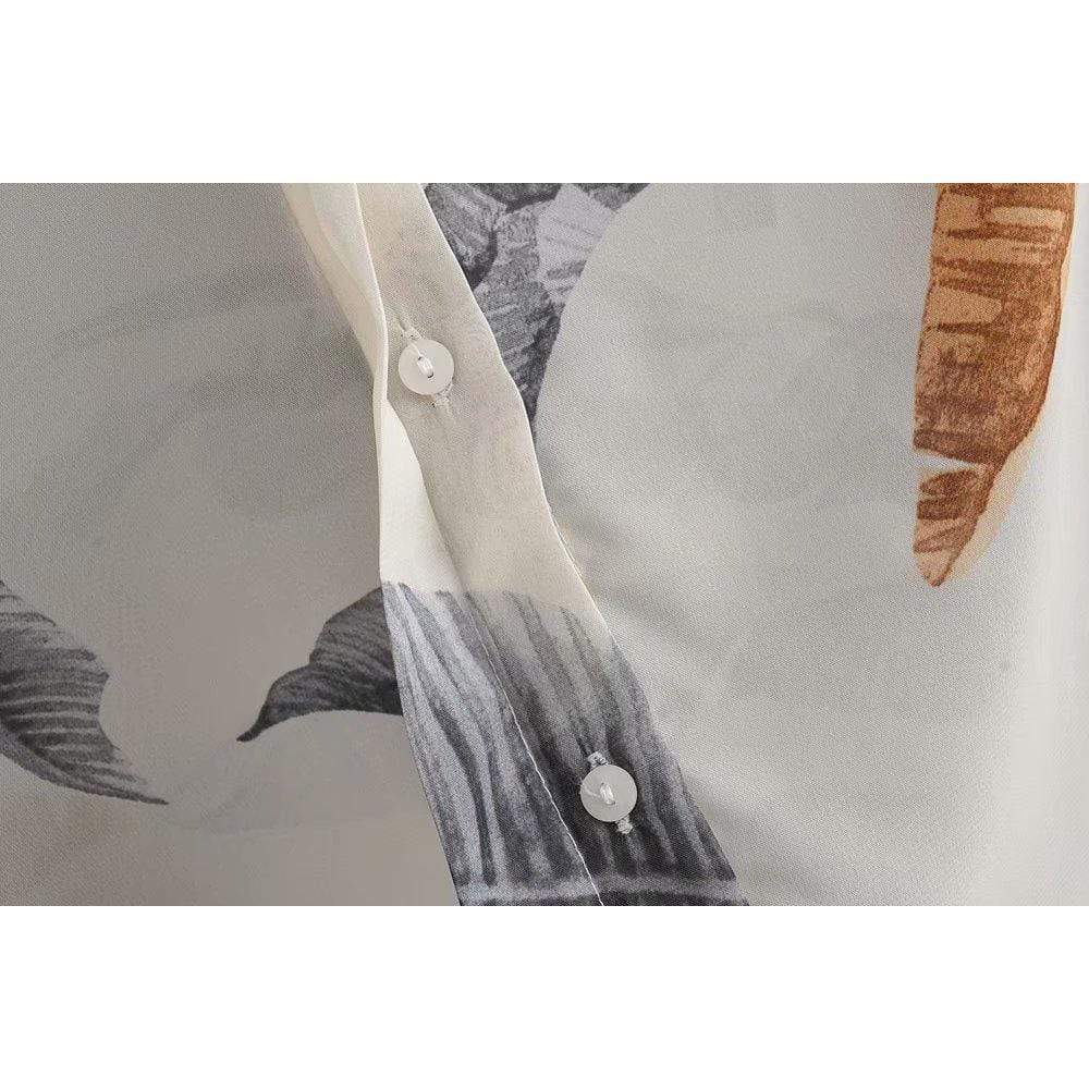 Amy Mujeres Store Leaves Slim Blouse Tops