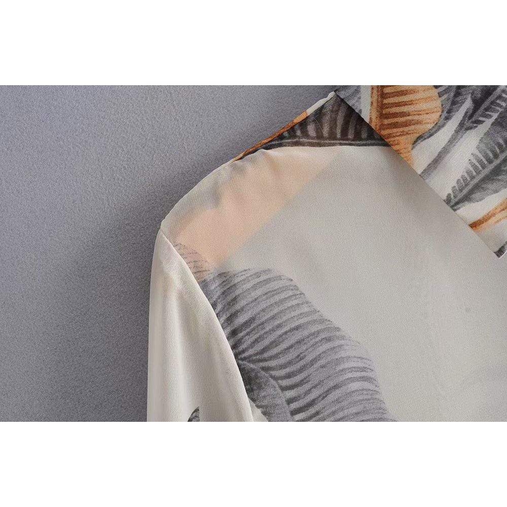 Amy Mujeres Store Leaves Slim Blouse Tops