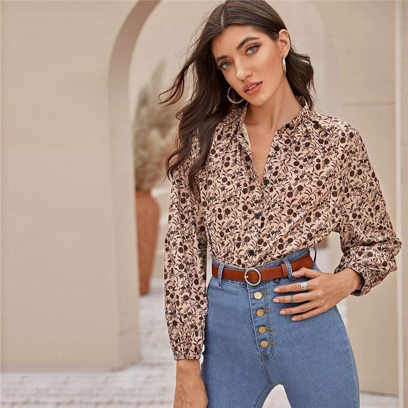 SheIn Official Store Mock Neck Shirt Tops