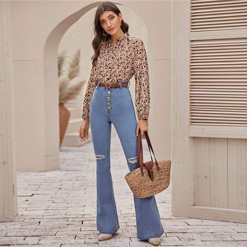 SheIn Official Store Mock Neck Shirt Tops