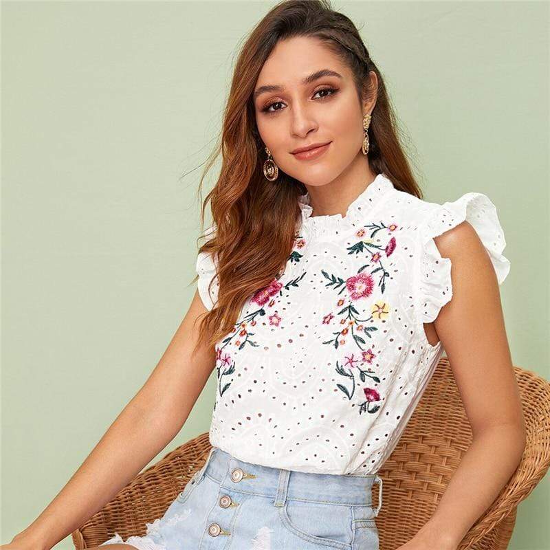 BohoChic Clothing &amp; Accessories Tops Ruffle Trim Top