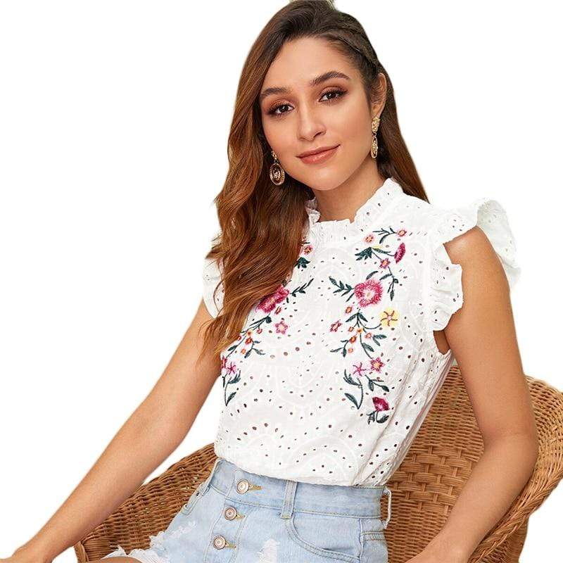 BohoChic Clothing &amp; Accessories Tops Ruffle Trim Top