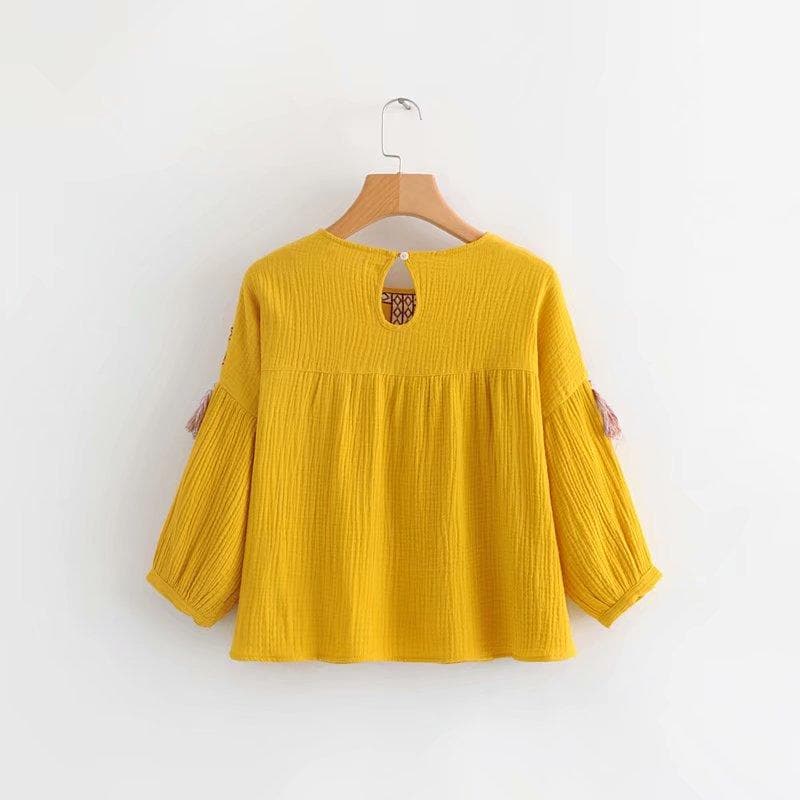 Amy Mujeres Store Tops Smock Tassel Top