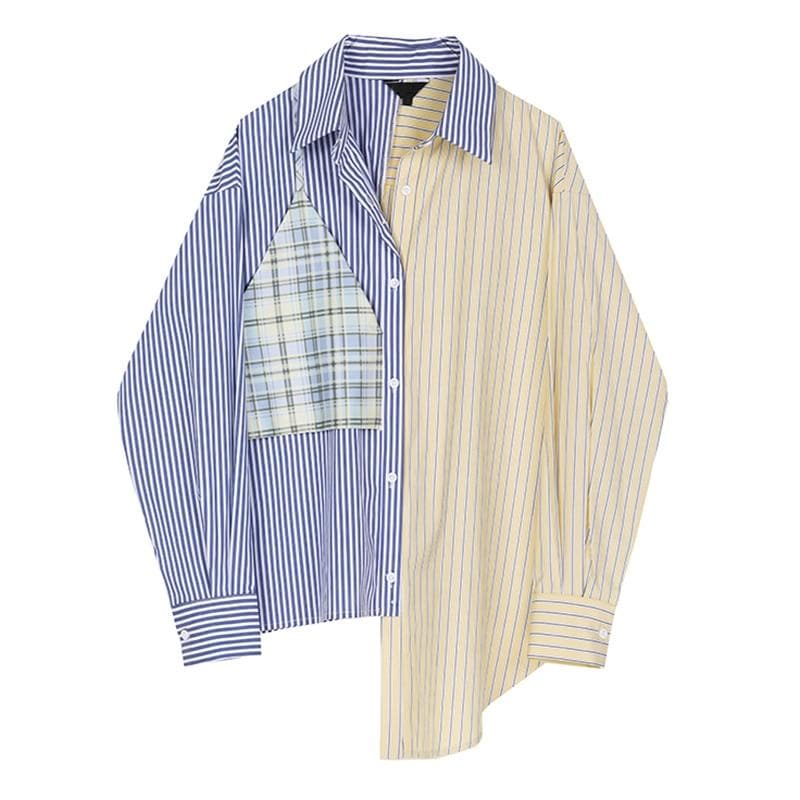 EAM Official Store Striped Lapel Shirt