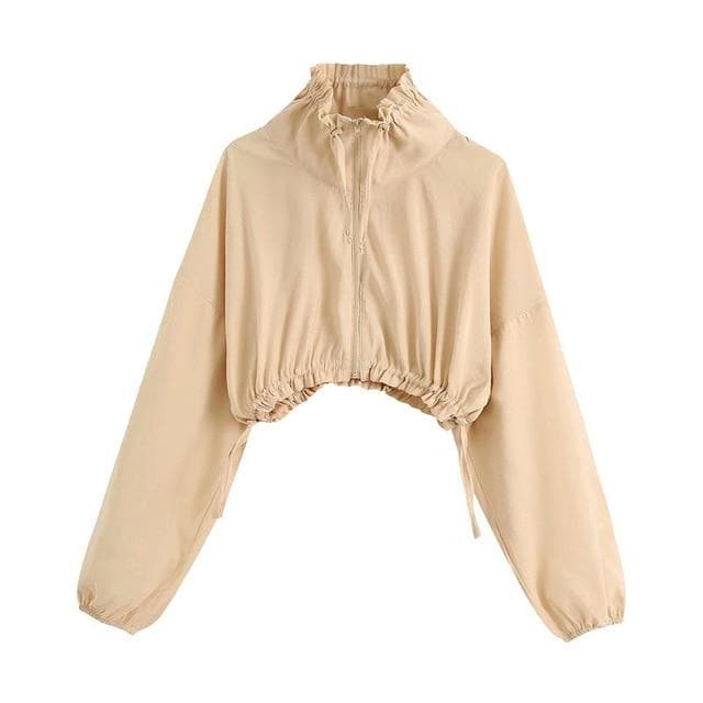 Boho Chic Clothing Coats &amp; Jackets Drawstrings Fashionable Cropped Female Jacket