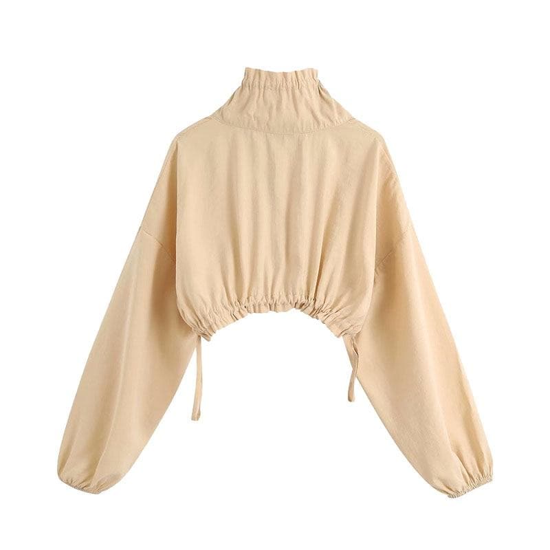 Boho Chic Clothing Coats &amp; Jackets Drawstrings Fashionable Cropped Female Jacket