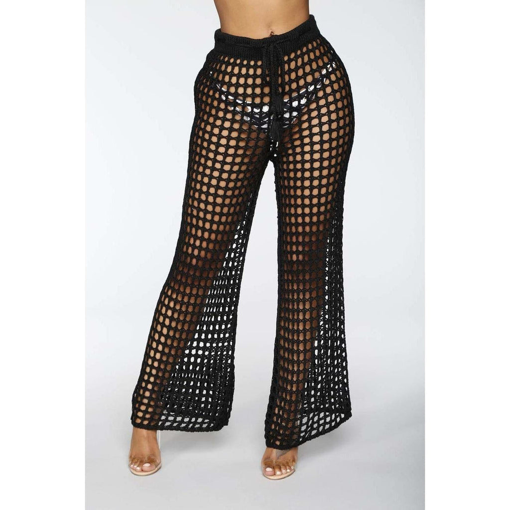 Boho Chic Clothing Summer See Through Wide Trousers Pants