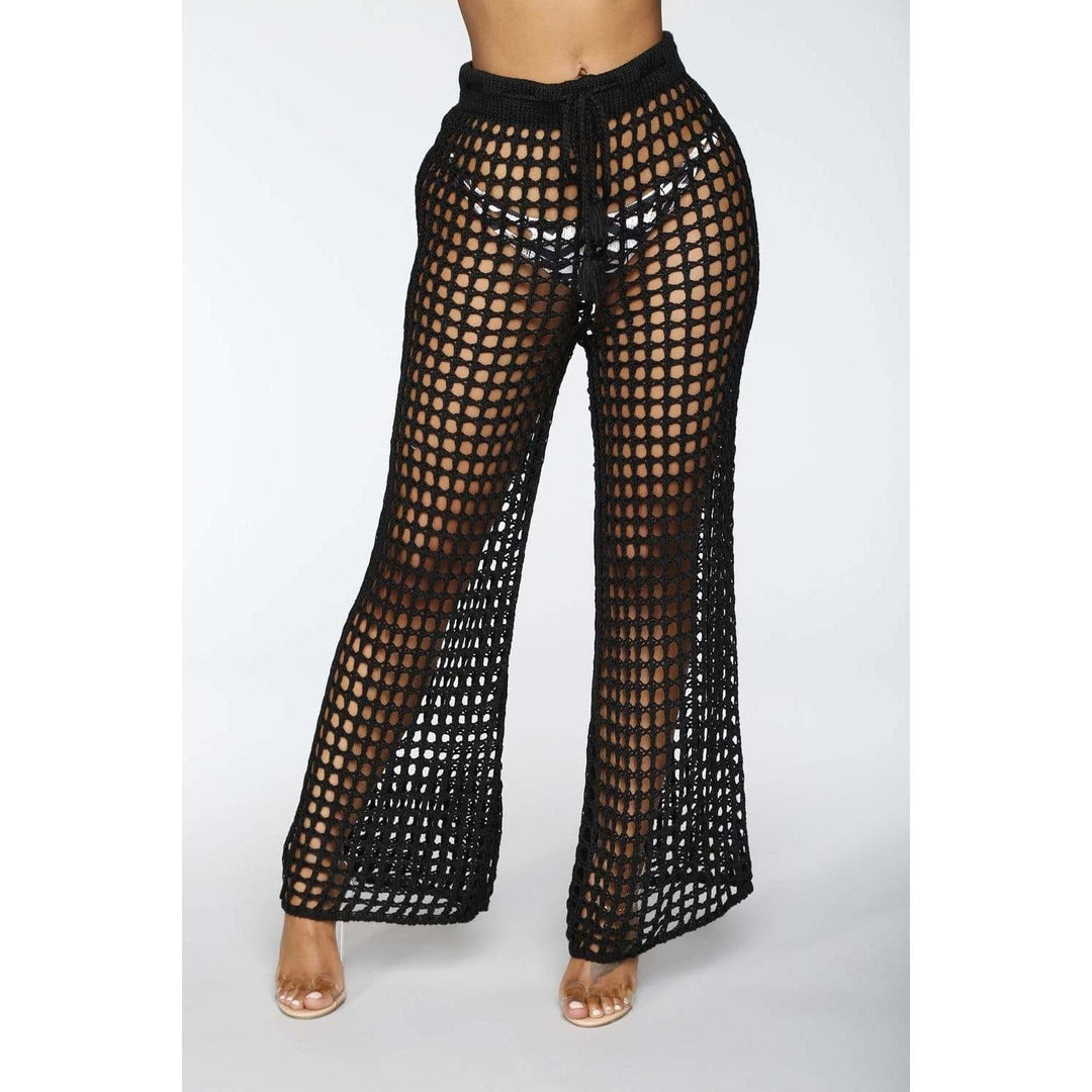 Boho Chic Clothing Summer See Through Wide Trousers Pants
