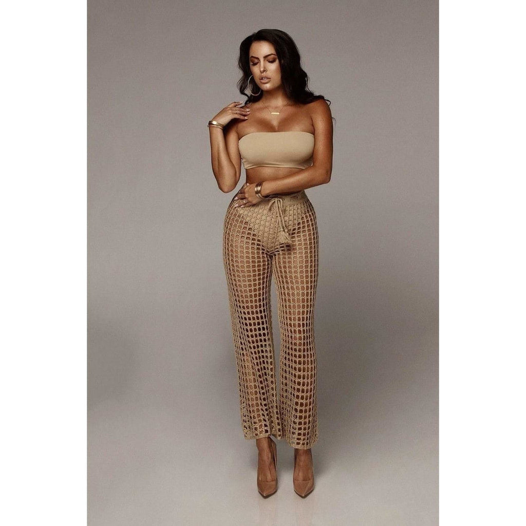 Boho Chic Clothing Summer See Through Wide Trousers Pants