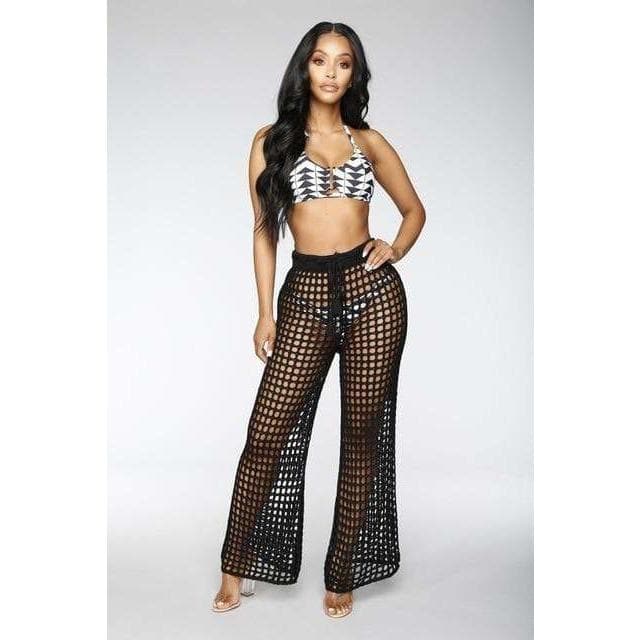 Boho Chic Clothing Summer See Through Wide Trousers Pants