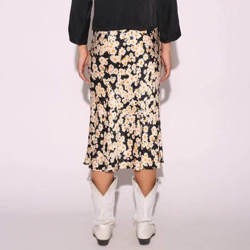 Boho Chic Clothing Skirts Floral Silk Pencil Skirt