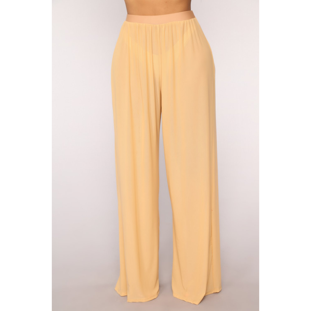 Boho Chic Clothing Pants SEE THROUGH WIDE LEG HIGH WAIST TROUSERS