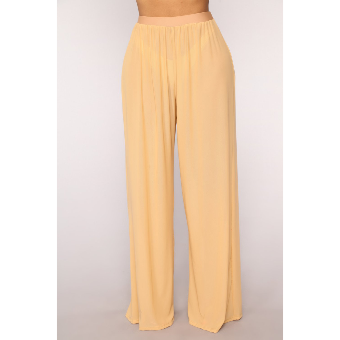 Boho Chic Clothing Pants SEE THROUGH WIDE LEG HIGH WAIST TROUSERS