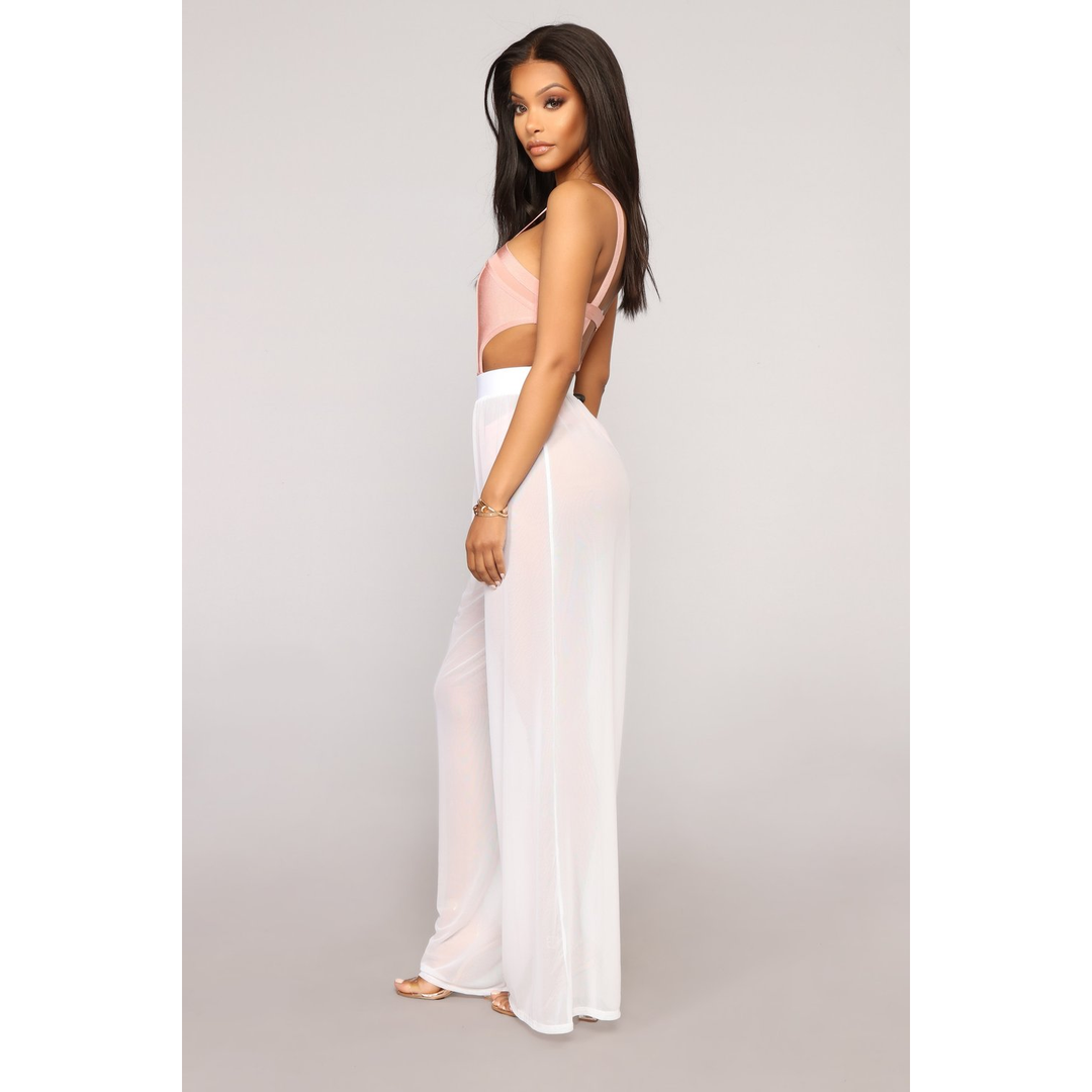 Boho Chic Clothing Pants SEE THROUGH WIDE LEG HIGH WAIST TROUSERS