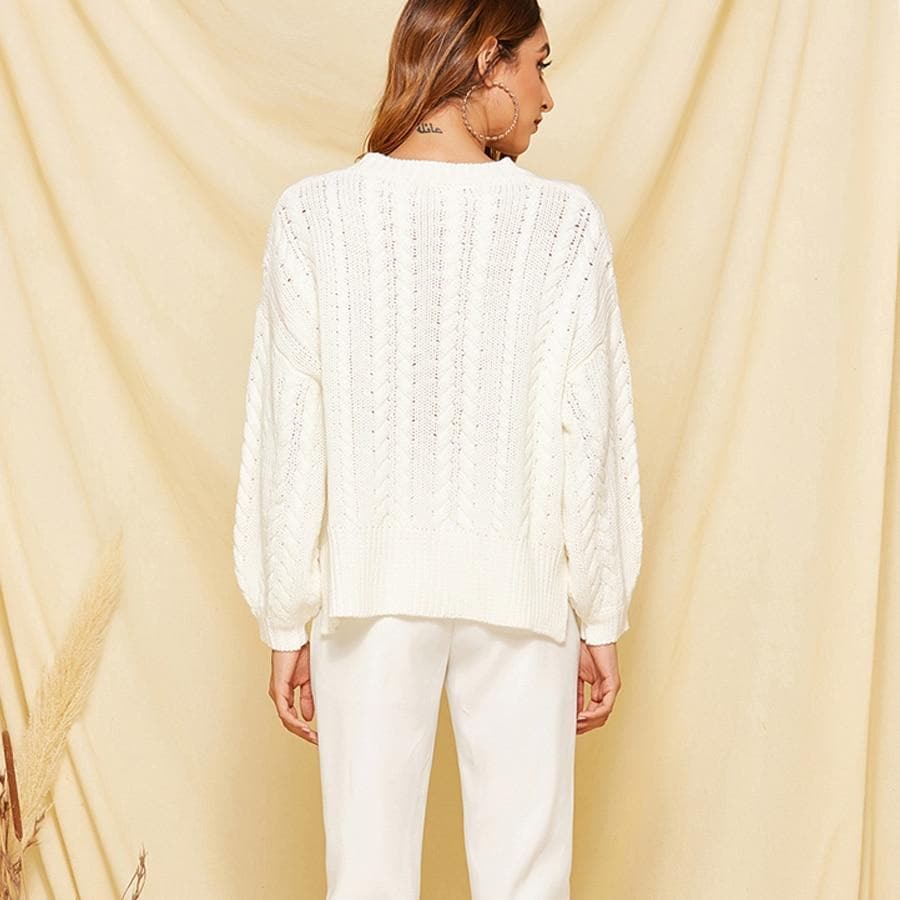 Boho Chic Clothing WHITE LOOSE KNITTED OVERSIZE SWEATER
