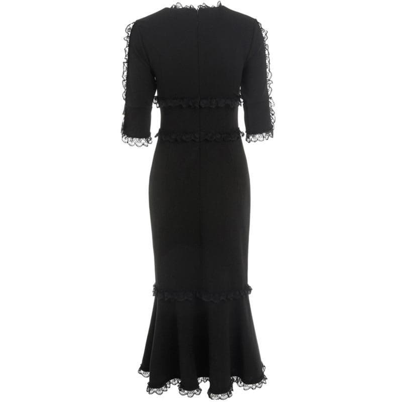 Boho Chic Clothing Black Lace Silk Panels Mermaid Hem