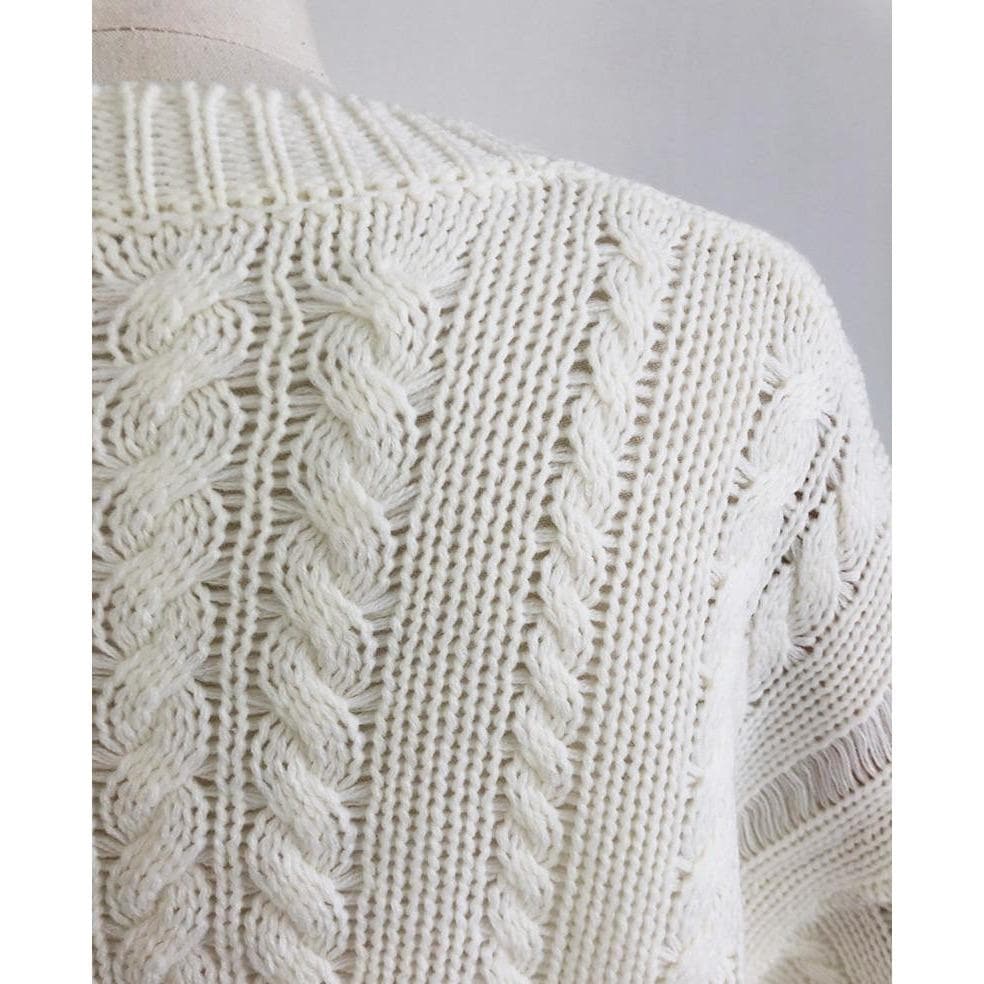 Boho Chic Clothing WHITE LOOSE KNITTED OVERSIZE SWEATER