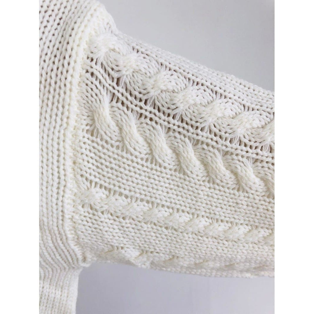 Boho Chic Clothing WHITE LOOSE KNITTED OVERSIZE SWEATER