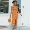 Boho Chic Clothing FLORAL HIGH SPLIT MIDI DRESS Casual