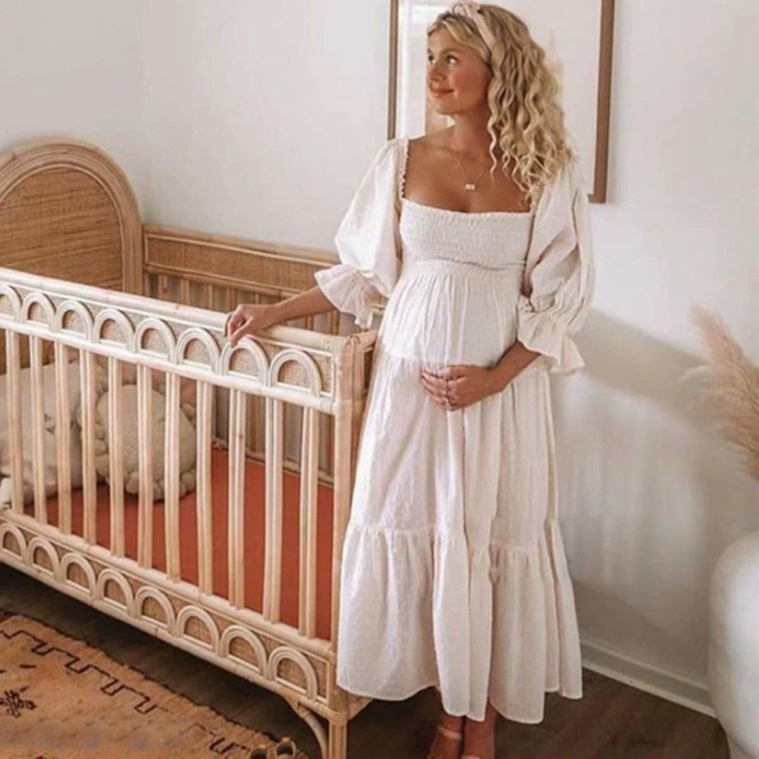 Boho Chic Clothing Casual SQUARE NECK RUFFLE MIDI DRESS