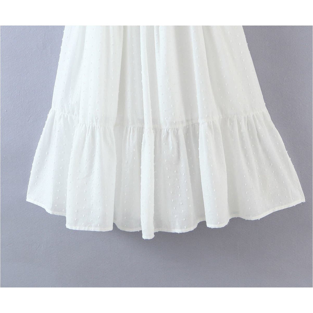 Boho Chic Clothing Casual SQUARE NECK RUFFLE MIDI DRESS