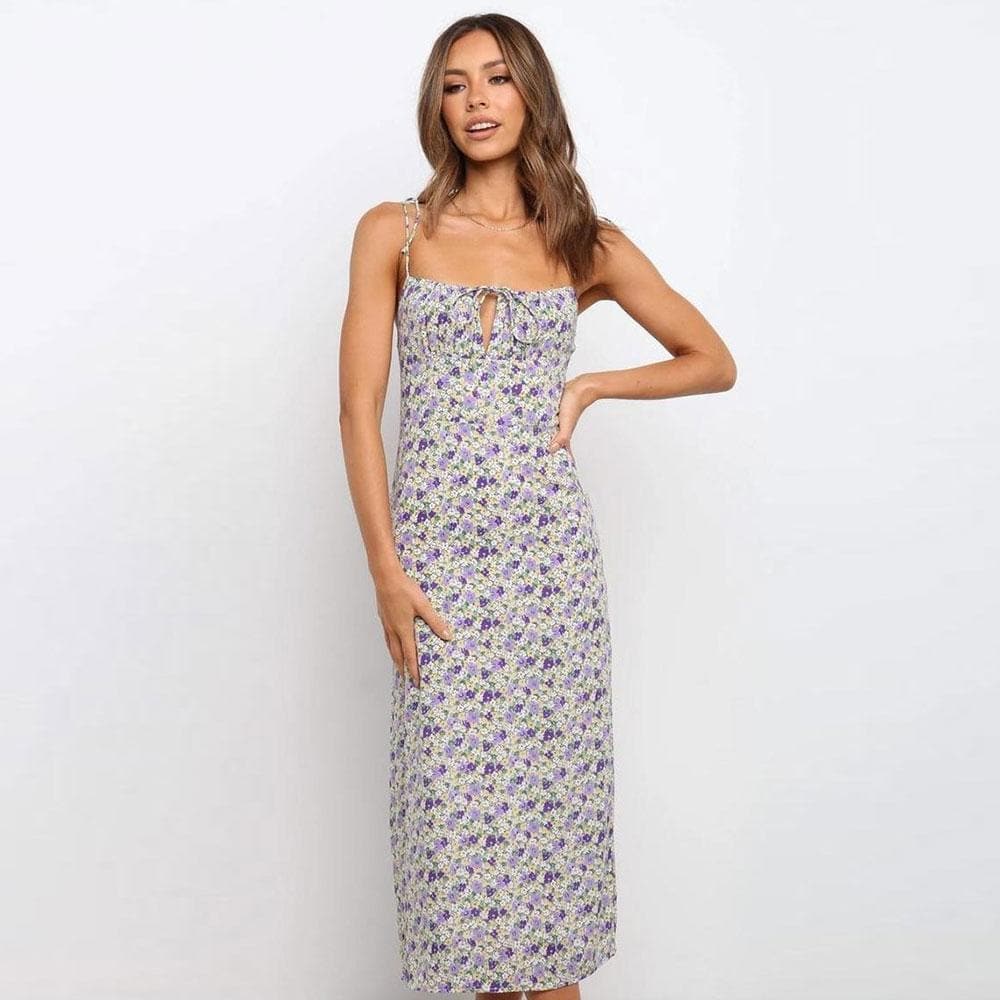 Boho Chic Clothing FLORAL SLEEVELESS BOHO MIDI DRESS Casual