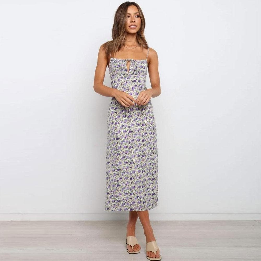 Boho Chic Clothing FLORAL SLEEVELESS BOHO MIDI DRESS Casual