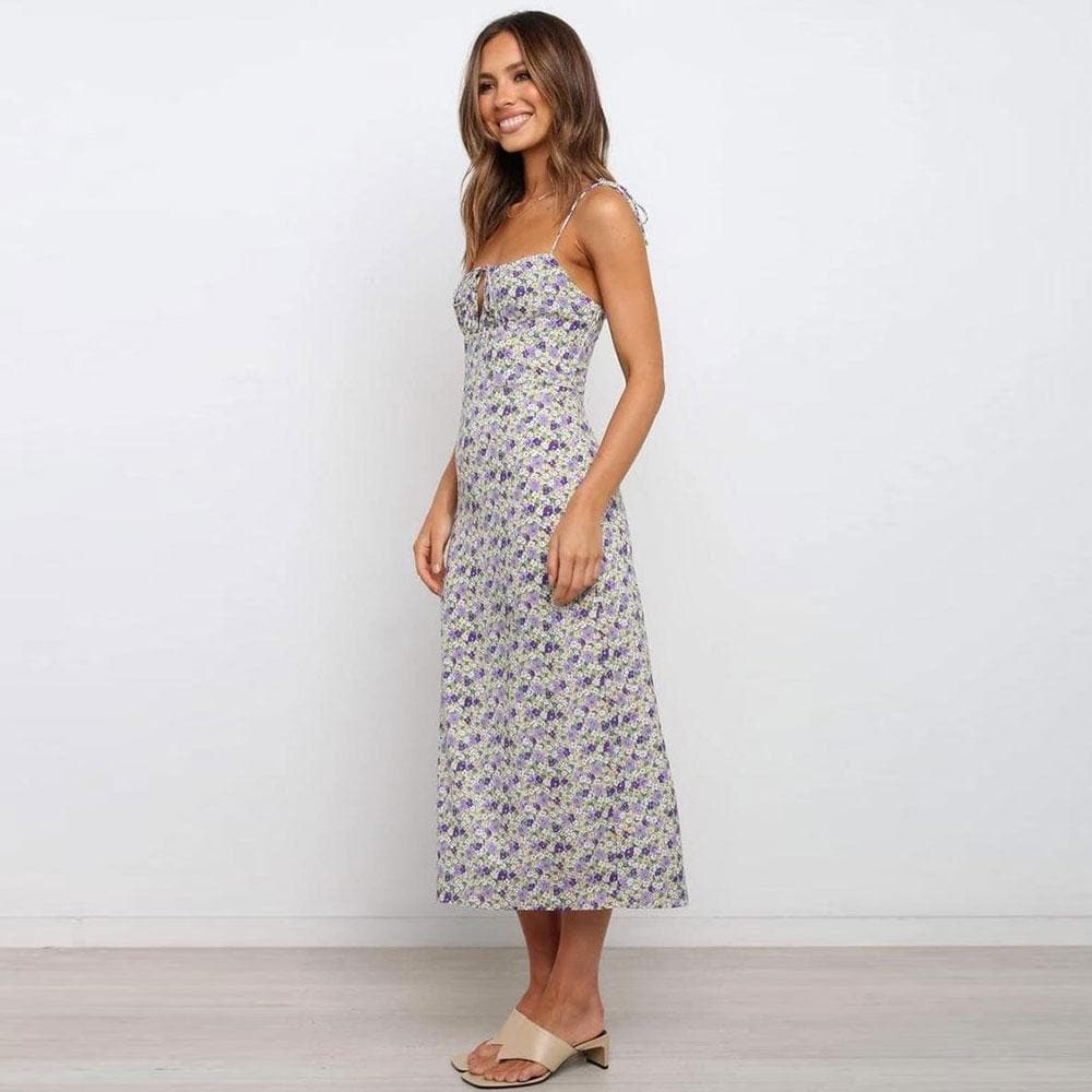 Boho Chic Clothing FLORAL SLEEVELESS BOHO MIDI DRESS Casual