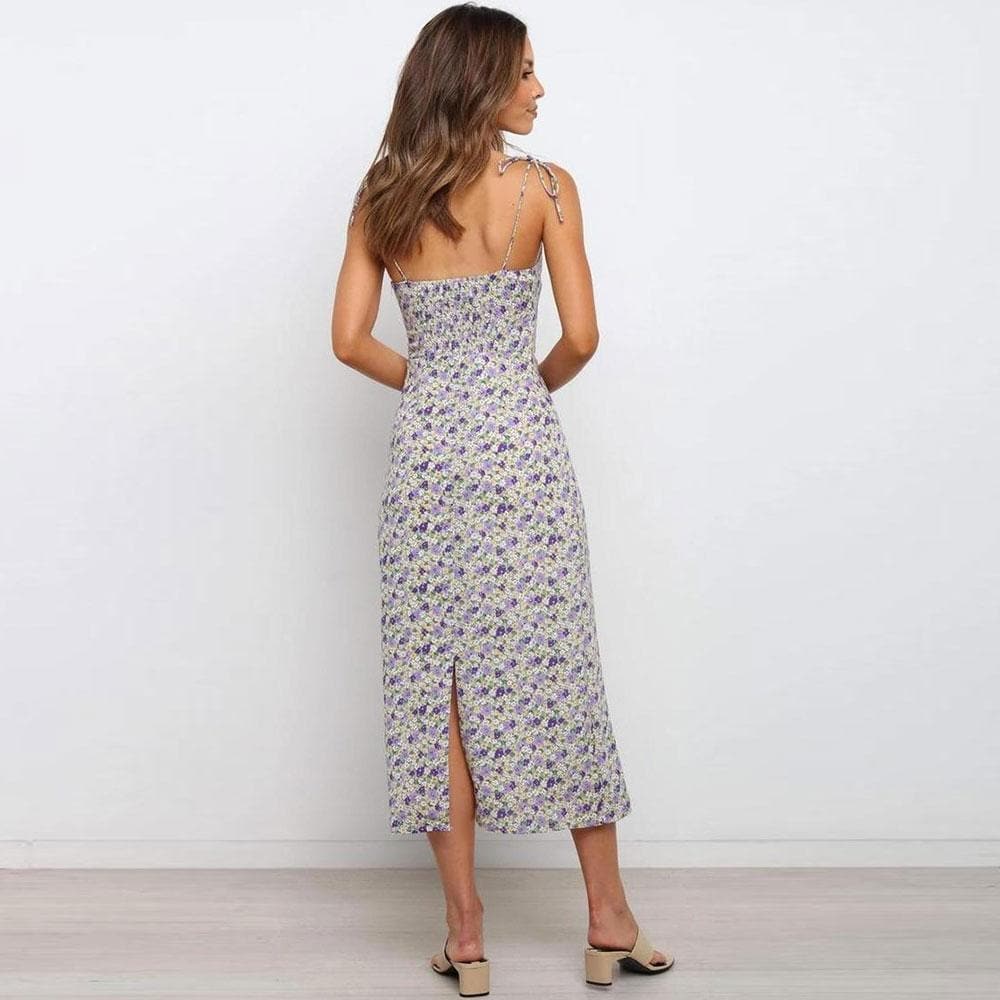 Boho Chic Clothing FLORAL SLEEVELESS BOHO MIDI DRESS Casual