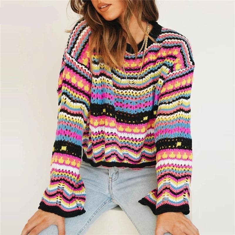 Boho Chic Clothing CASUAL BEACH O-NECK KNITTED SWEATER