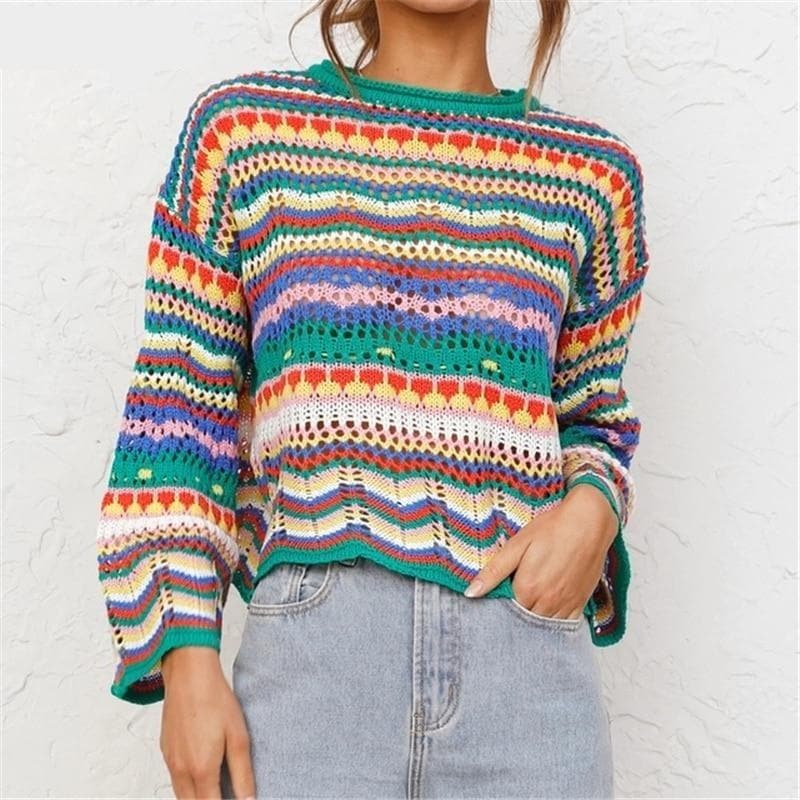 Boho Chic Clothing CASUAL BEACH O-NECK KNITTED SWEATER