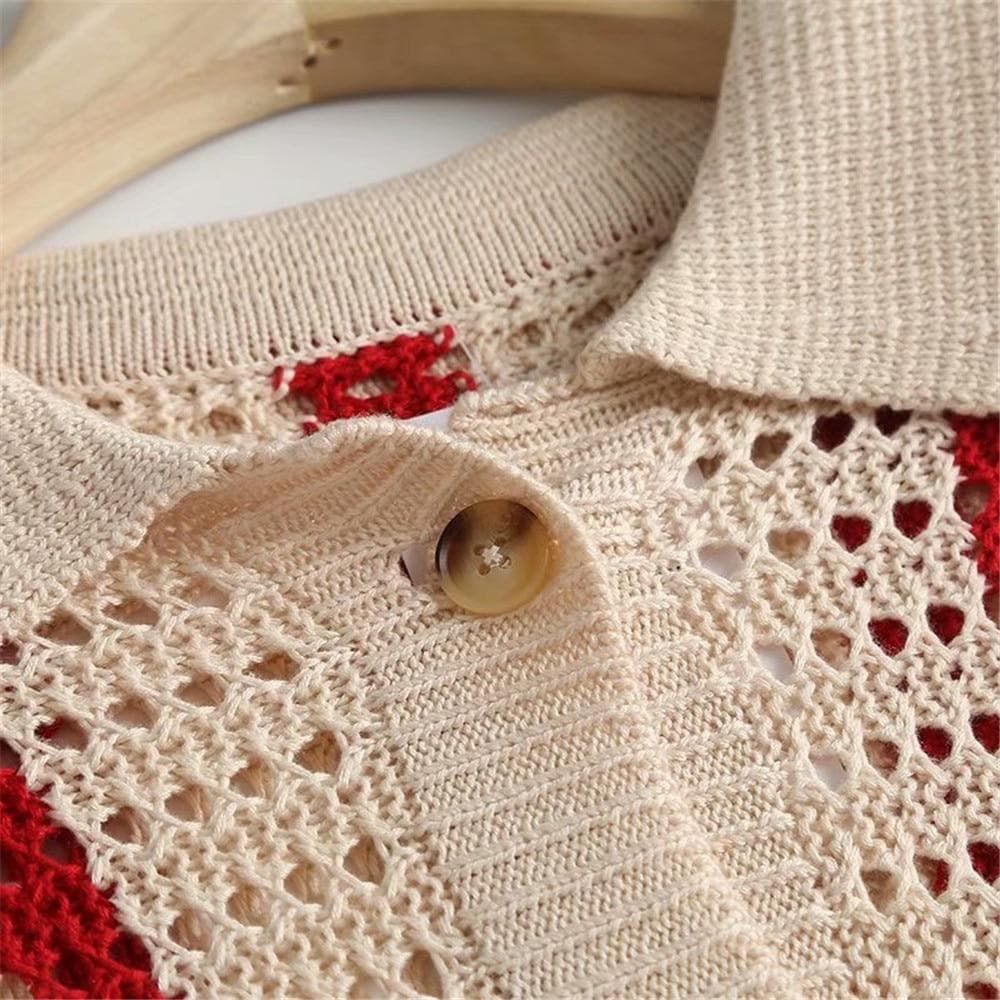 Boho Chic Clothing STRIPED HOLLOW KNITTED CARDIGAN Sweaters